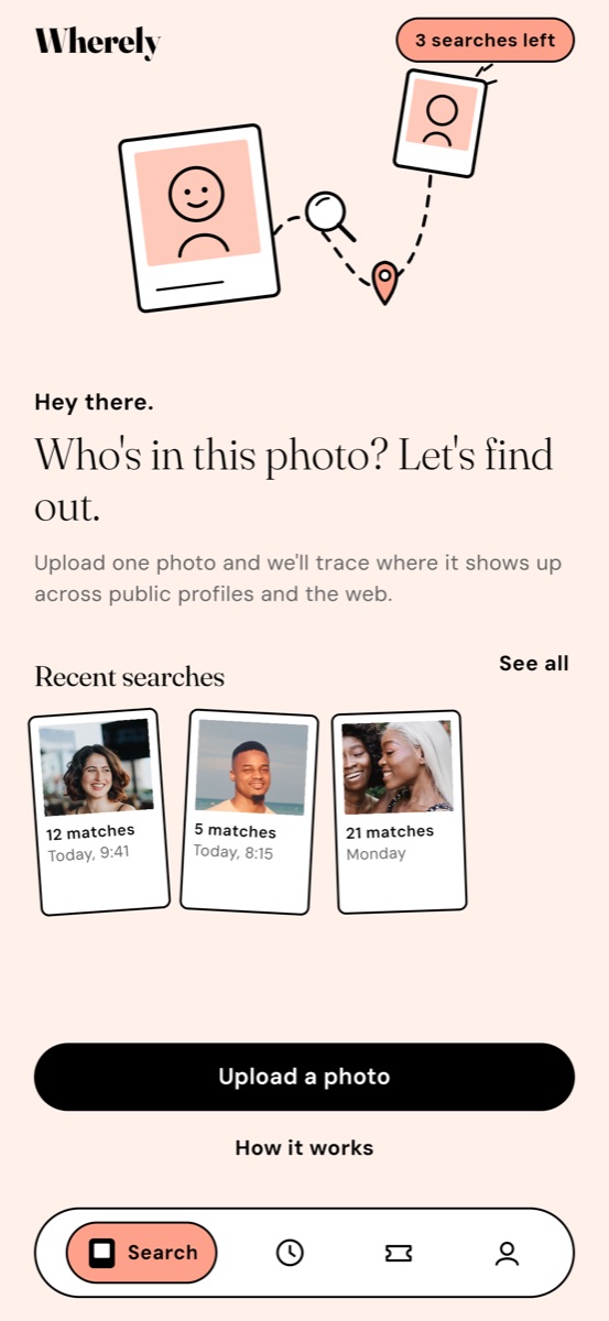 The Wherely home screen